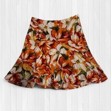 Vintage 90s Cach Floral midi Skirt fairy whimsy L Made in USA