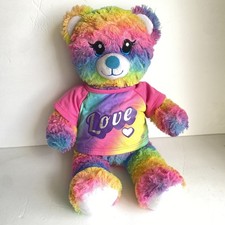 Build A Bear Rainbow Party Teddy Bear Plush Stuffy Animal 16  Love T-shirt BABW