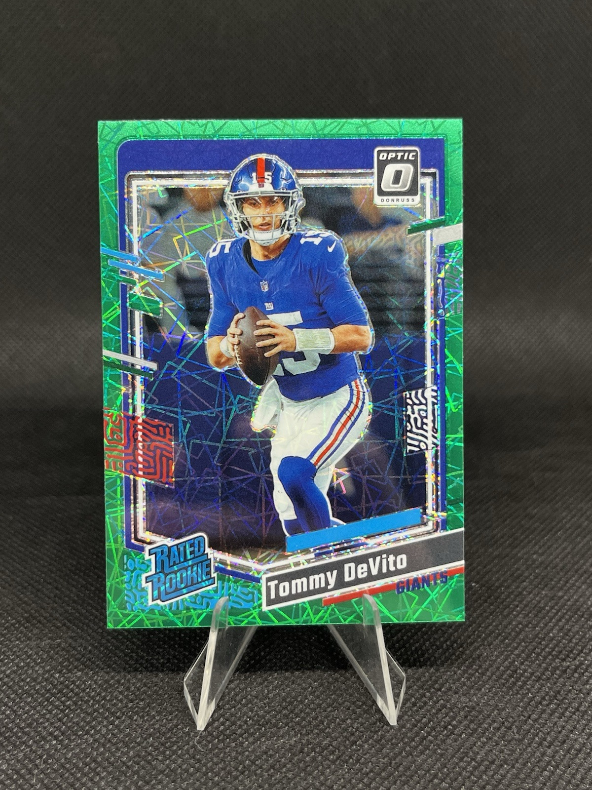 2023 Panini Optic #280 Tommy DeVito Green Velocity Prizm Rated Rookie (RC)