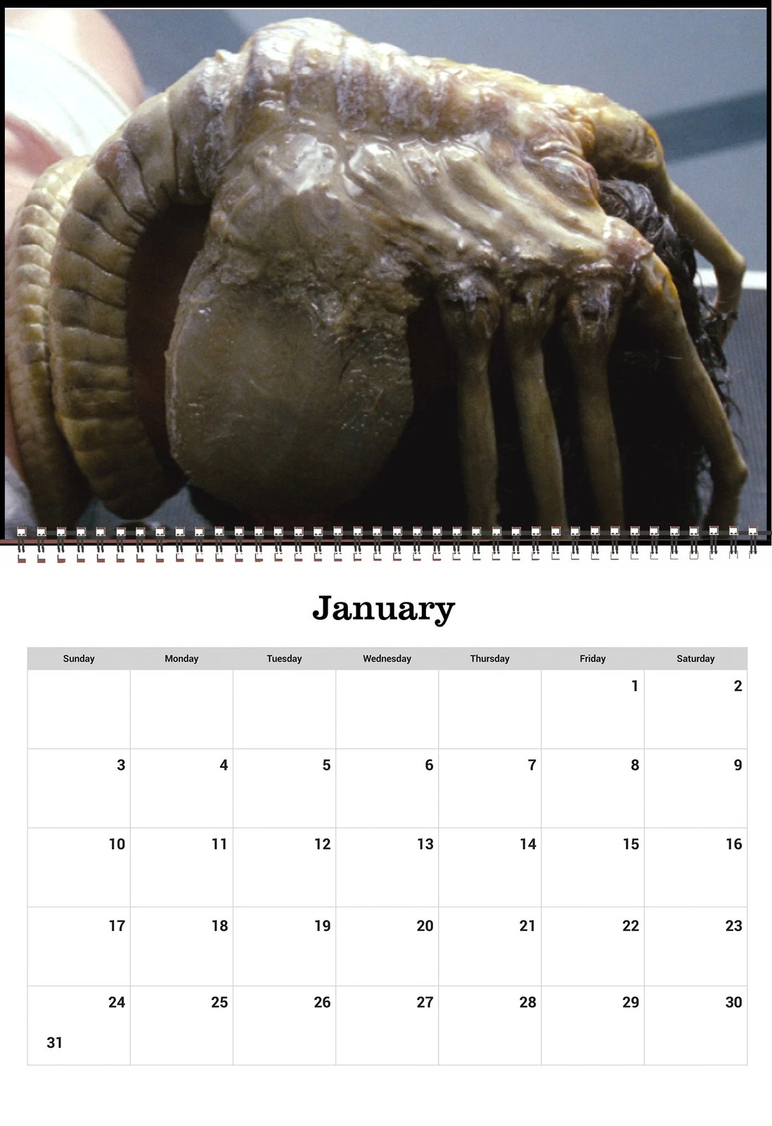 2026 Wall Calendar Alien Xenomorph Sci-Fi Horror Movie Still