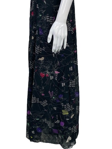 Isabel Marant Etoile Women's Silk Floral Printed Black Midi Maxi Gown Dress S - 第 6/14 張圖片