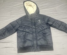 Abercrombie 1892 Unisex Blue Winter Puffer Hooded Sherpa Lined Jacket size 15/16