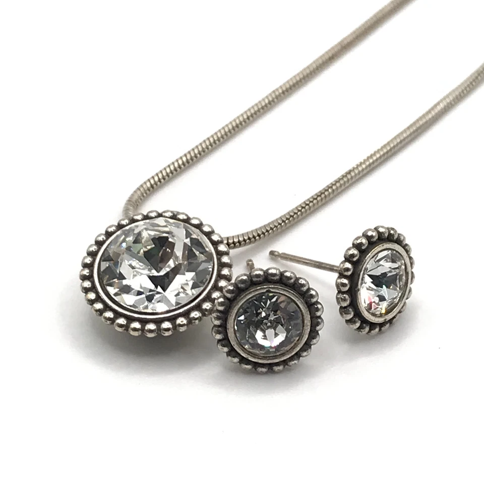 Lote de collar y pendientes Brighton colgante de cristal brillante placa de plata cadena serpiente Foto 4 de 4