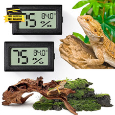 Reptile Thermometer and Humidity Gauge,2Pcs Digital Hygrometer Adhesive Reptile