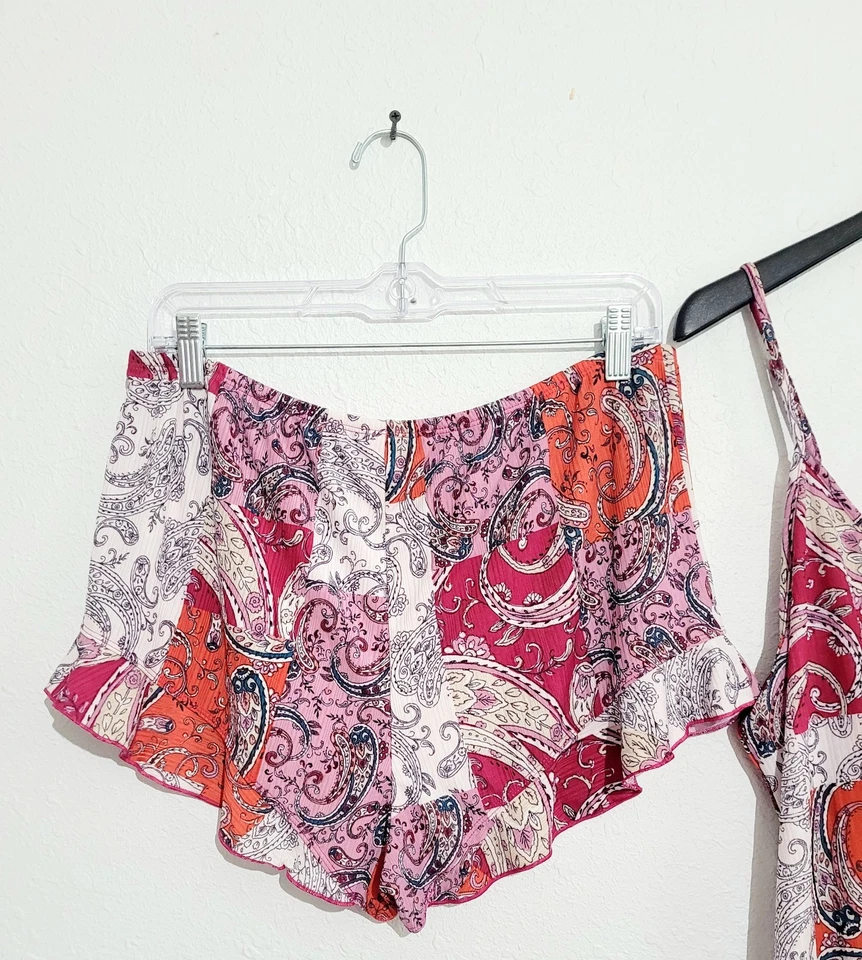 Secret Treasures Mujer Top XL Pantalones Cortos L Ropa de Dormir Cami Conjunto Paisley Patchwork  Foto 3 de 4