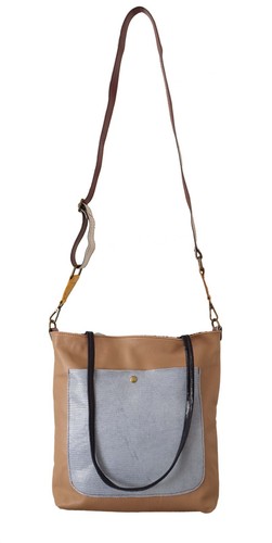 EBARRITO Bag Beige Gray Brown Leather Shoulder Strap Tote Women Borse RRP $350 - 第 1/9 張圖片