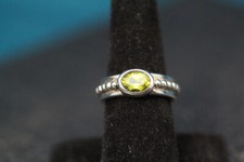 925 Sterling Silver Green Oval Stone Band Size 7 Ring 9.5 Grams RIN8794