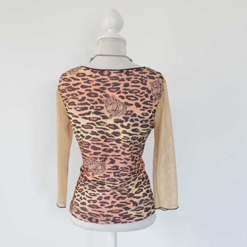 Vintage y2k 00s 2000s leopard animal print top staple sute aesthetic size M - Picture 5 of 5