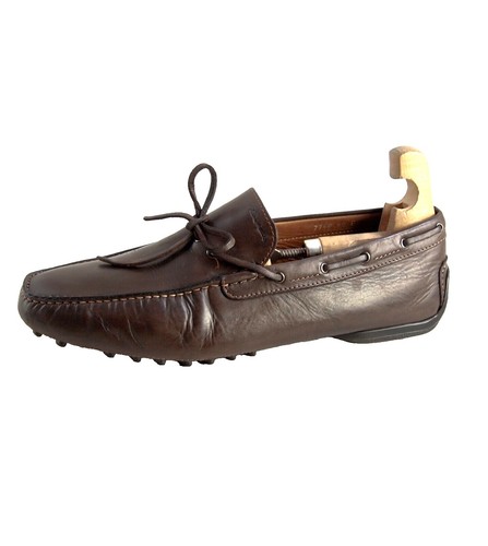 NEW SANTONI BLUE BROWN LEATHER SUDE SNEAKERS US 7 - EU 40 - UK 6
