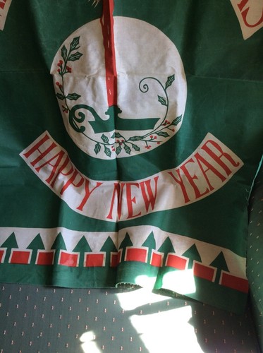 ALTER FROHE WEIHNACHTEN FROHES NEUES JAHR STOFF - BANNER WANDBEHANG TUCH - Bild 3 von 12