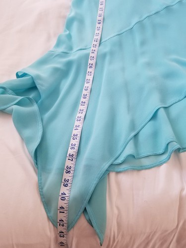 Bias Crepe Floaty asymetric Skirt 14-16 sim Flippy Slim CHESCA - Light Turquoise - Picture 5 of 8
