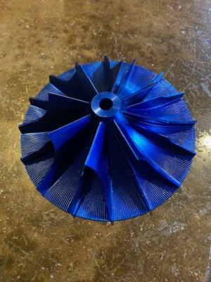 Billet Impeller for Vortech V1 V2 V3 Ti trim, CW rotation 8/8 fins Blue anodized