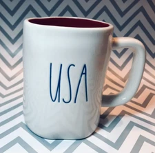 NEW ~ RAE DUNN ~ ARTISAN COLLECTION ~ MAGENTA ~ "USA" WHITE/RED MUG ~  1 or ALL