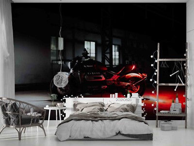 3D Indoor Motorcycle Taillight Self-adhesive Removable Wallpaper Murals