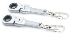 2 PACK 10mm Ratchet Wrench Keychain Flex Head Key Ring Stubby Micro Wrench