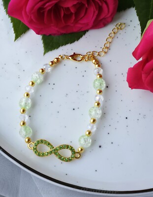 Neu Handarbeit ''Leuchtende Nova'' Perlen Unendlichkeit Bettelarmband Tschechische Glasperlen