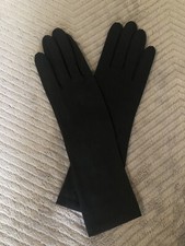 Vintage Christian Dior Womens 7 1/2 Black Gloves, Sea Island 100 Cotton, France