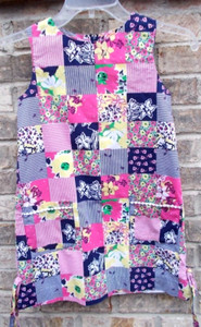 LILLY PULITZER DRESS, Pink Navy Sleevless Patchwork, Lined Girl's 8