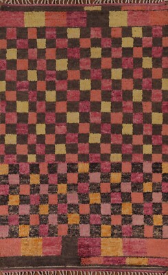 Checked Moroccan Area Rug 6x10 ft. Handmade Wool Modern Carpet