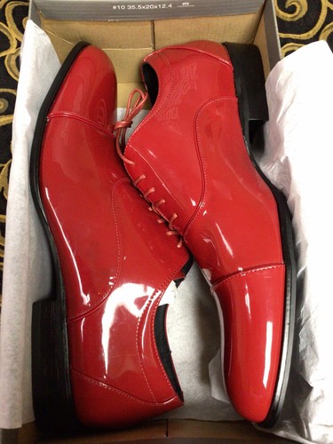 Stacy Adams Size 9M Gala Cap Toe Oxford Dress Shoes Red Patent 24998-600 - Picture 2 of 3