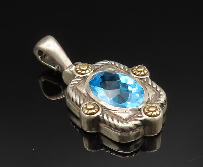 ALISA 18K GOLD & 925 Silver Vintage Two Tone Blue Topaz