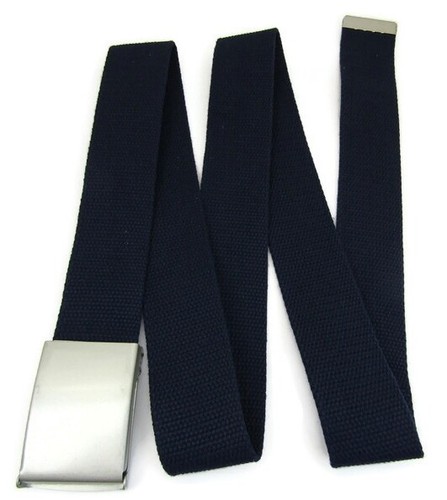 Unisex High Quality Canvas Fabric Webbing Belt Brushed Silver Buckle Army Style - Picture 121 of 275