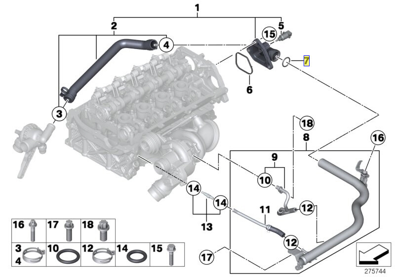BMW N13 Engine Coolant Hose Pipe Seal ORing Gasket 11537600587 New