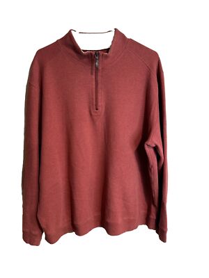 Paradise Collection Men's Pullover Sweater 1/4 Zip Front Orange XL