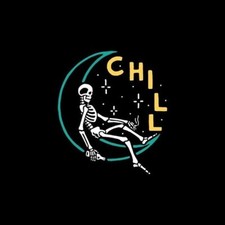 Chill Skeleton Sitting On Moon Relaxing Bones -Refrigerator Fridge MAGNET
