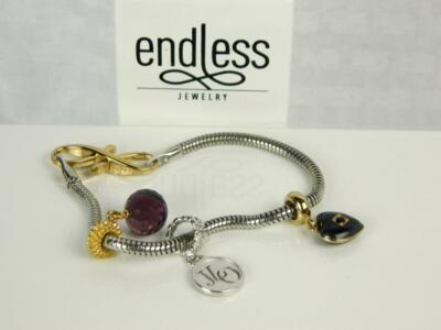 *KAUFEN SIE 1 ERHALTEN SIE 1* JLO ENDLOS Infinity Serpentin Vermeil 3 Charm 925 Armband 6,5''