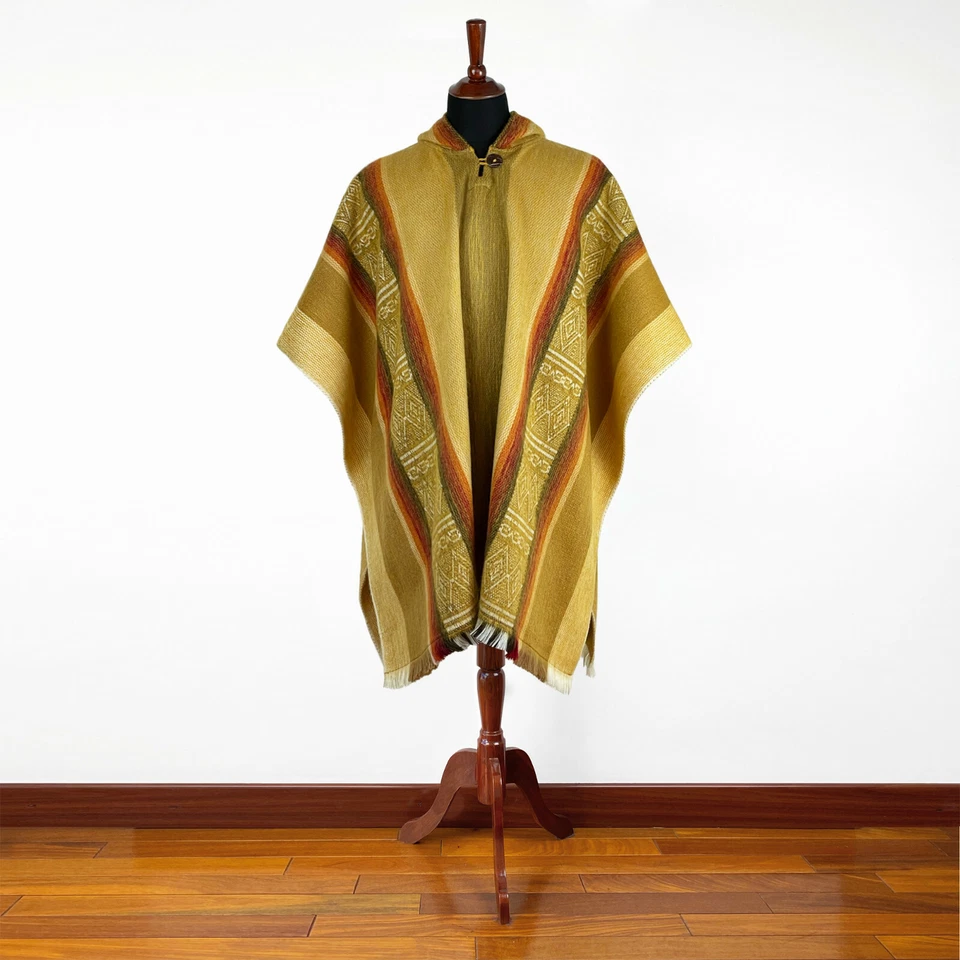 Poncho ligero de lana de alpaca para bebé hecho a mano artesanos americanos pizarra ámbar Foto 2 de 4
