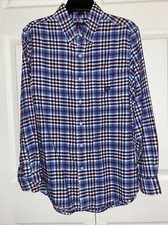 Mens Chaps Red White Blue Button Down Casual Cotton Dress Shirt Size Small EUC
