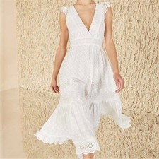 Ulla Johnson White Marjorie eyelet midi dress Size 6