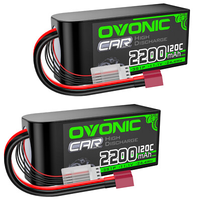 #ad 2X OVONIC 11.1V 120C 2200mah 3S Lipo Battery T for RC Car truck Airplane $25.49