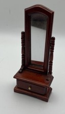 Full Length Vintage Cheval Dressing Mirror Dark Wood Mahogany Colour 1/12