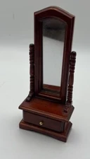 Full Length Vintage Cheval Dressing Mirror Dark Wood Mahogany Colour 1/12