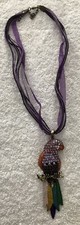 Bolo Tie Style Multi Rope,Rhinestone Brass, Parrot  colorful, Necklace