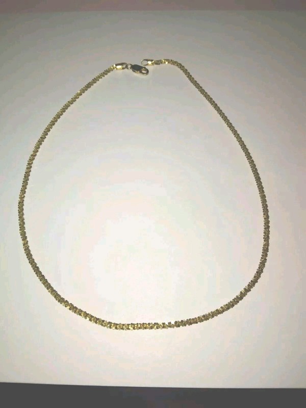 Genuine Italian Yellow Gold on 925 Sterling Silver 17 inch Chain Necklace 