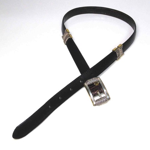 Brighton Ladies Reversible BELT & BUCKLE 28" Solid Black & Brown Croc Leather! - Picture 11 of 11