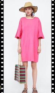 pink ruffle dress zara