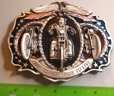 Live to Ride-Ride to Live Belt Buckle - Bergamot 1987 K-180 USA 5.5  x 4.5  