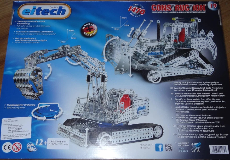 Mega Bulldozer Digger Eitech Metal Building Construction Toy Set C19 - Image 3 of 4