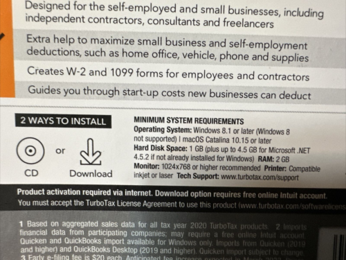 2021 Turbotax Home & Business Personal Self-Employed BRAND NEW Sealed Intuit 🐿️ - Picture 7 of 8