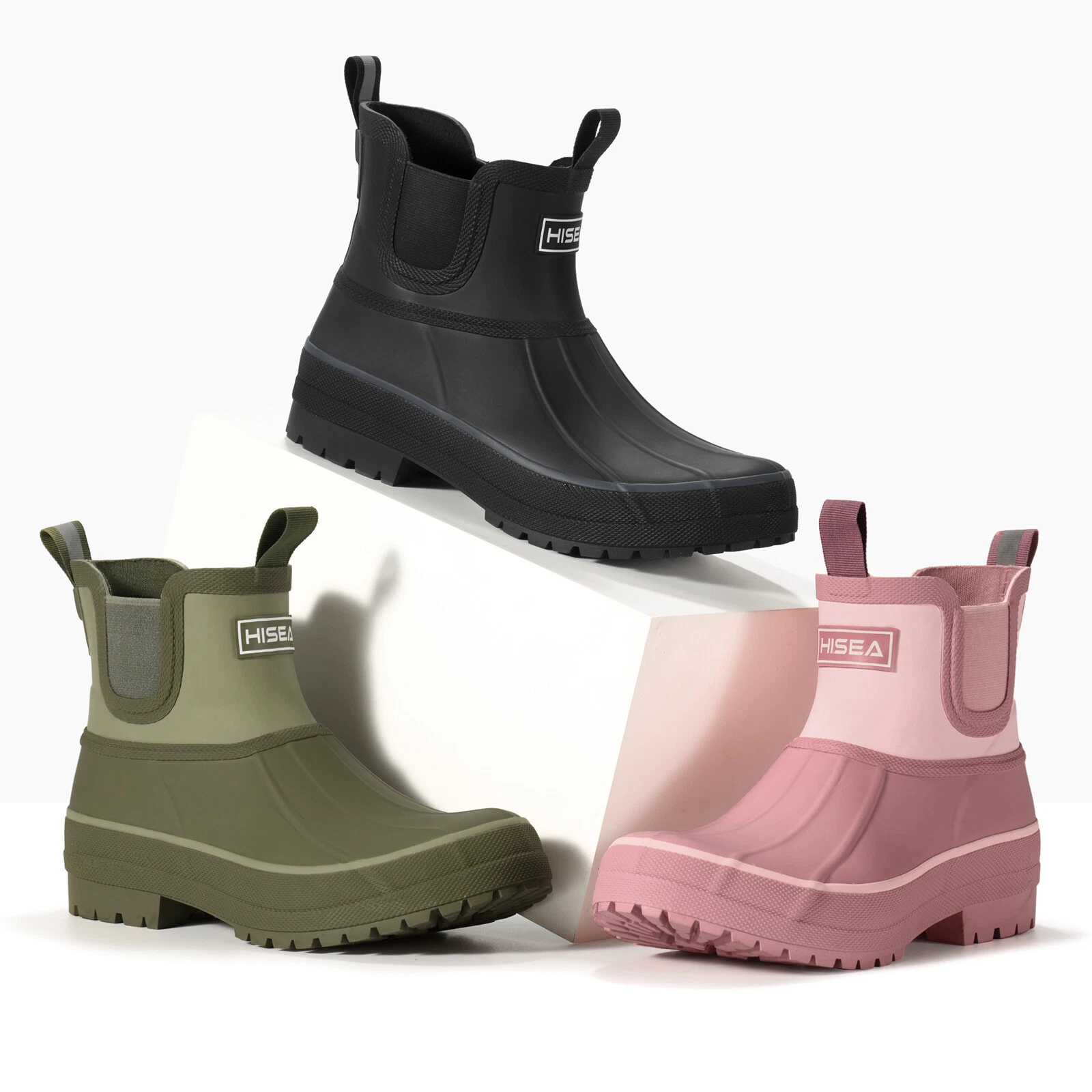 HISEA Women's Duck Chelsea Rain Boots Waterproof Short Outdoor Mud Garden Boots