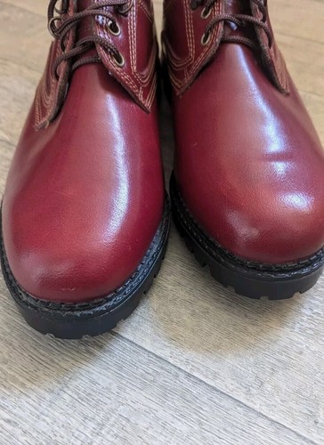 Hotter Oxblood Leather Lace Up Shoes Chunky Sole UK 8 Free P&P - Picture 5 of 9