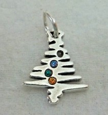 30 off Flaw Sterling Silver 18x15mm Christmas Tree w/ Colored Crystal Charm