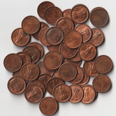 India One Naya Paisa 1960-1961 , Mix Mints, Mix XF Condition Bronze Coin 50 Pcs.