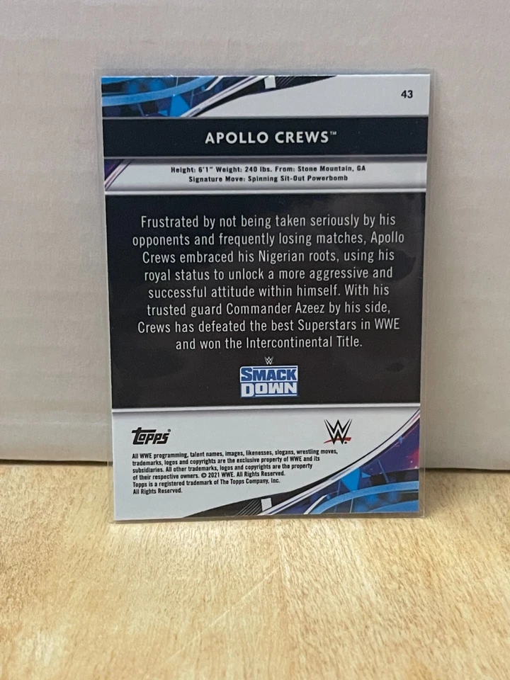 2021 Topps Finest - WWE Wrestling Card - Apollo Crews (43) SmackDown - Image 2 of 2