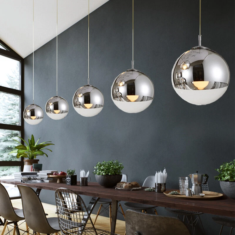 Glass and silver pendant light deals