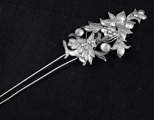 Accesorios para el cabello de pollo hechos a mano filigrana miao flor plateada tocado horquilla